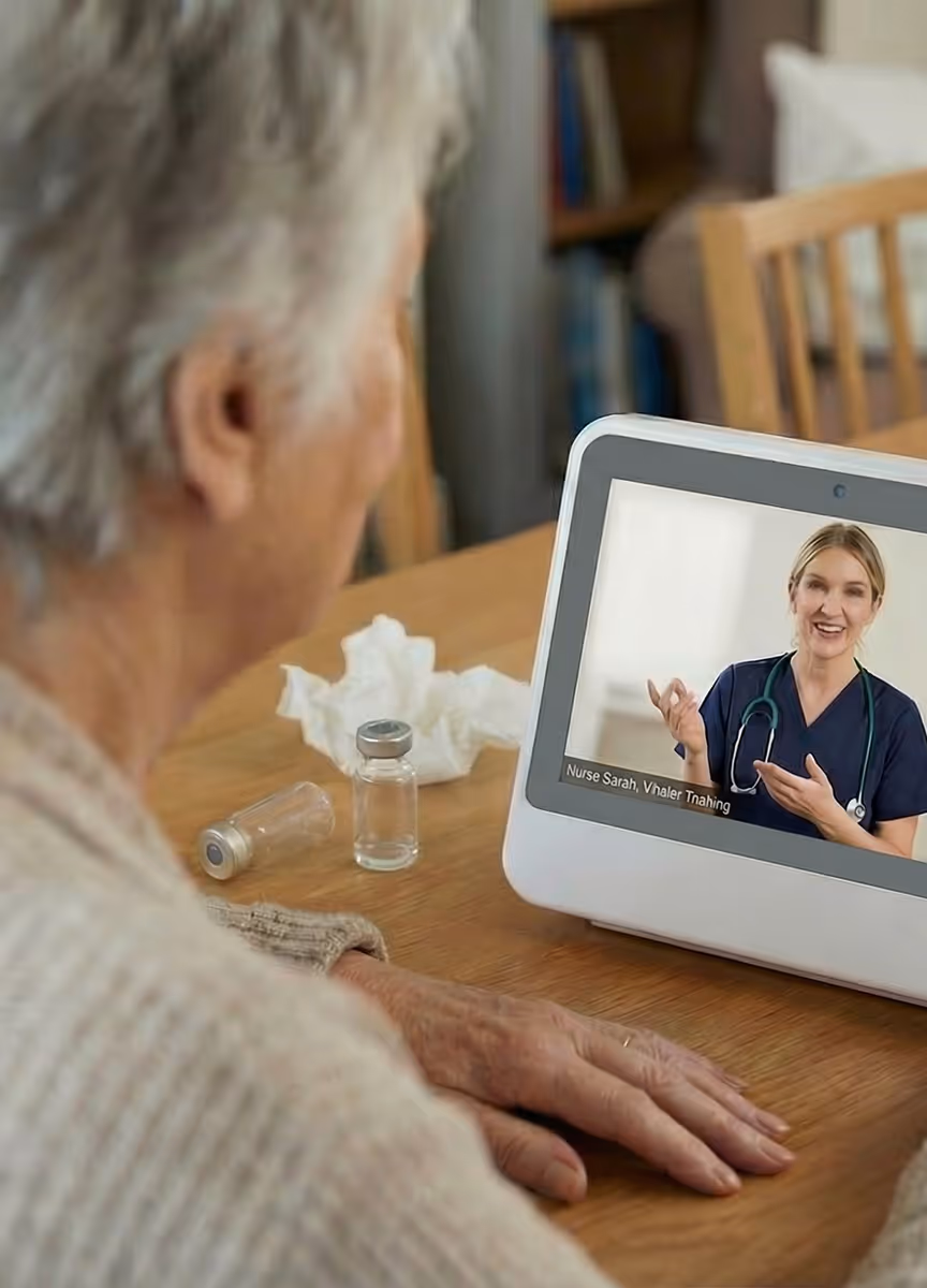 Nurse supporting a patient using a new medical device